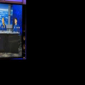 The four-member Crew-12 set to blast off to the International Space Station are (L to R) NASA astronauts Jessica Meir and Jack Hathaway, European Space Agency astronaut Sophie Adenot, and Roscosmos cosmonaut Andrey Fedyaev