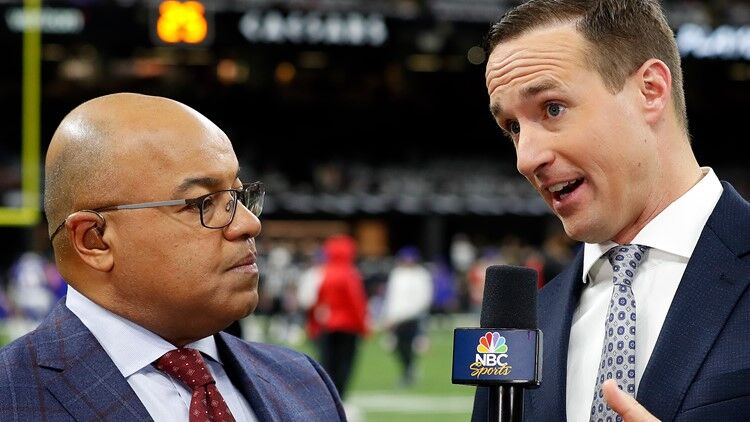 NBC Sports commentators Mike Tirico and former New Orleans Saints