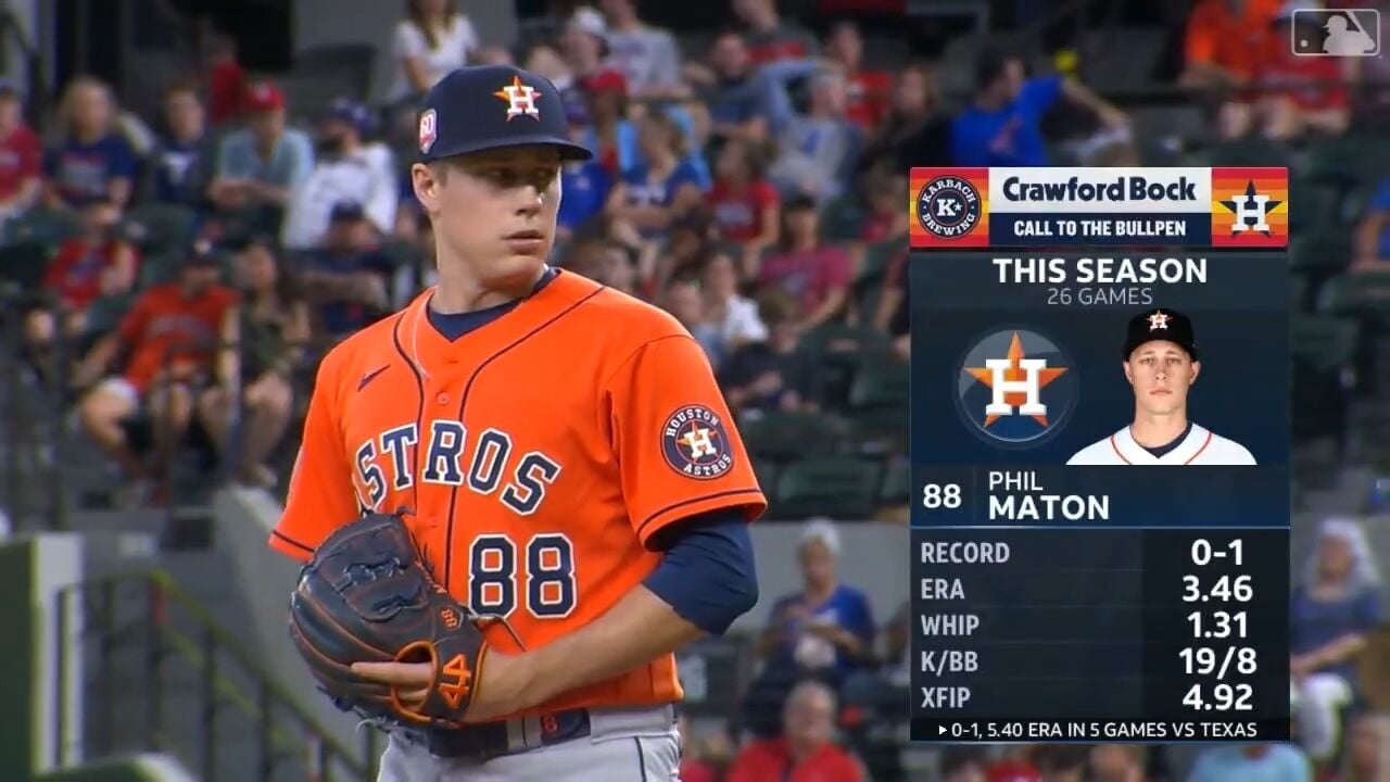 Houston Astros relief pitcher Phil Maton delivers during the sixth