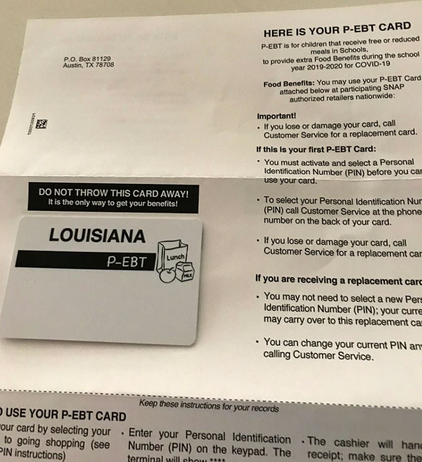 P-EBT cards arriving in plain white envelopes; don't toss