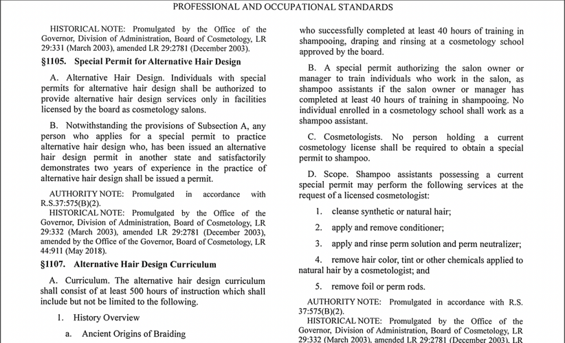 Louisiana shampoo assistants need 40hours of training ArkLaTex In