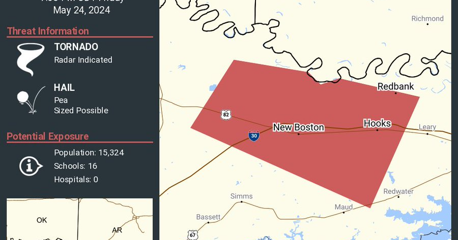 National Weather Service confirmed tornado north of New Boston on ...