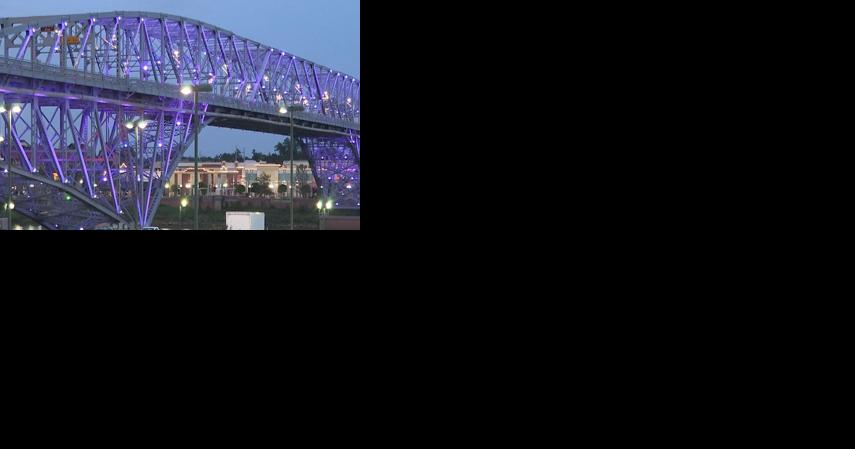 Domestic Violence Awareness Month, bridge lit purple - Vimarsana News