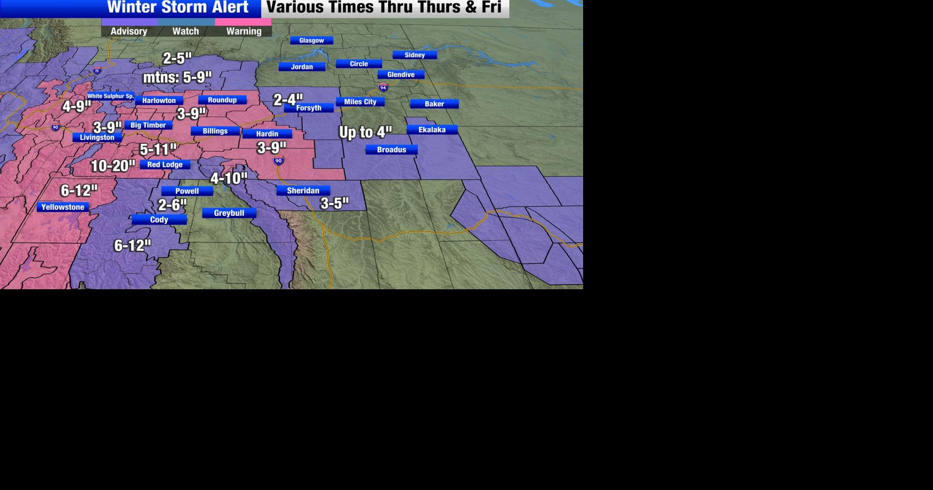 Areas of heavy snow expected in south central Montana and northwestern ...