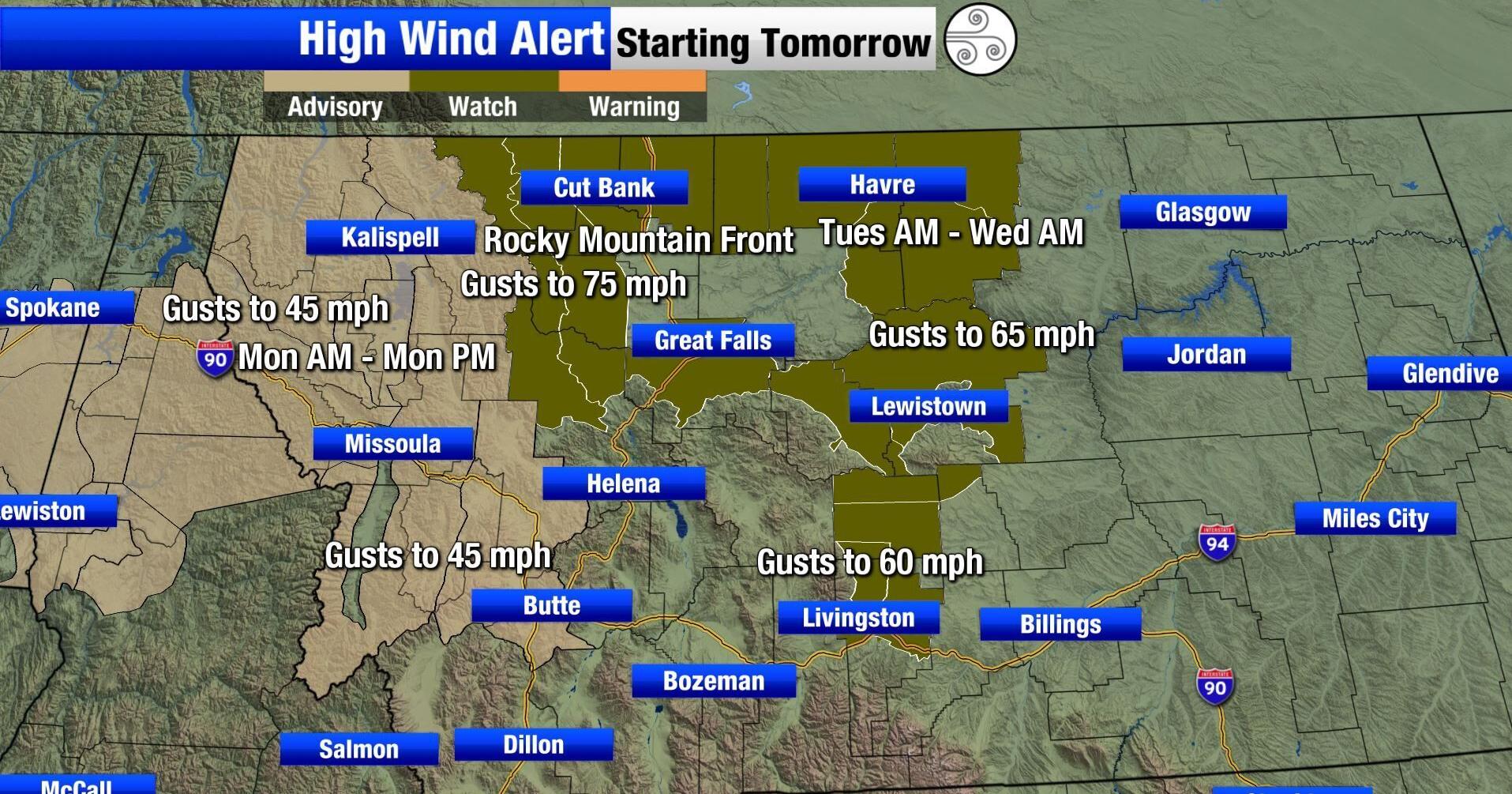 High winds develop statewide Monday - Vimarsana News