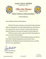 Press release from Fort Peck Tribal Chair Gray Hawk
