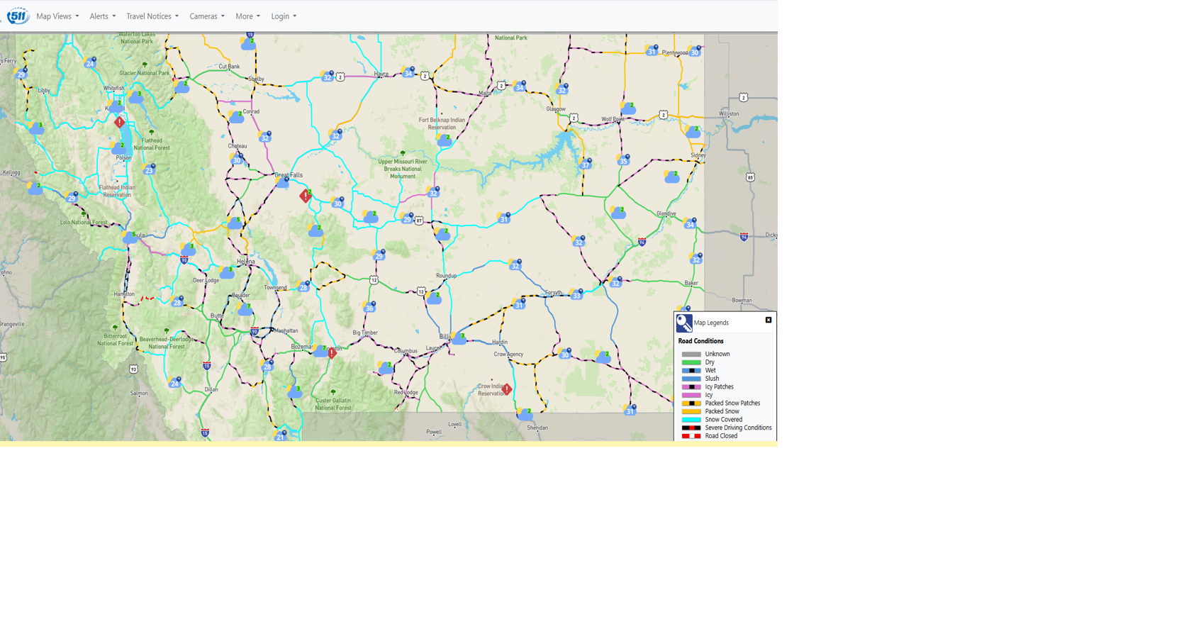 Snowy, icy road conditions affect drivers across Montana