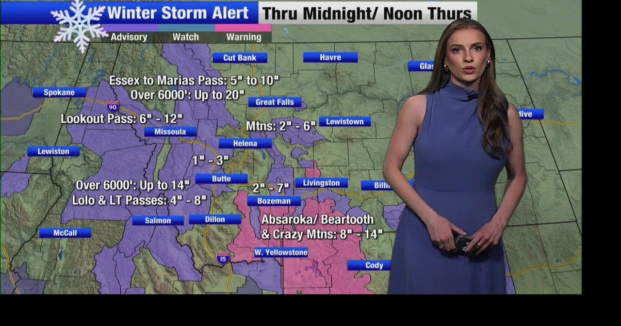 Spring snow and strong winds develop in Montana overnight