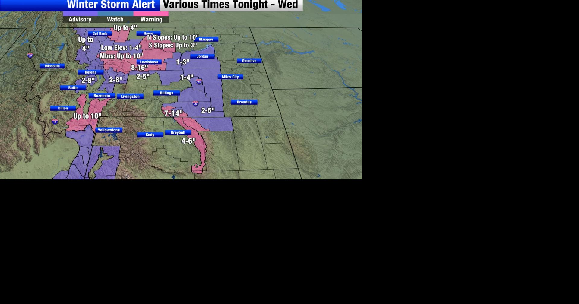 Winter Weather Advisories in place for Judith Gap, and areas from ...