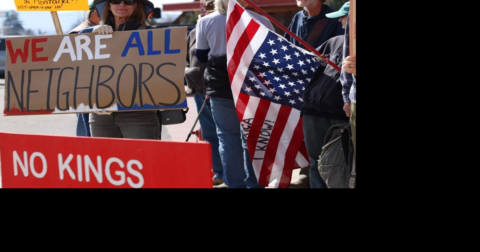 He's 'messing up our country': Rural Montanans protest Trump at 'No Kings' event in Hamilton