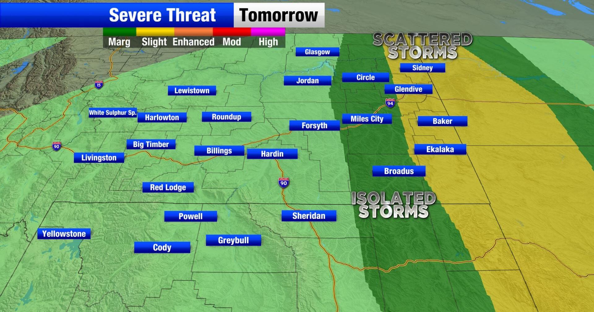 Isolated to scattered severe storms possible along the eastern state line Wednesday - Vimarsana News