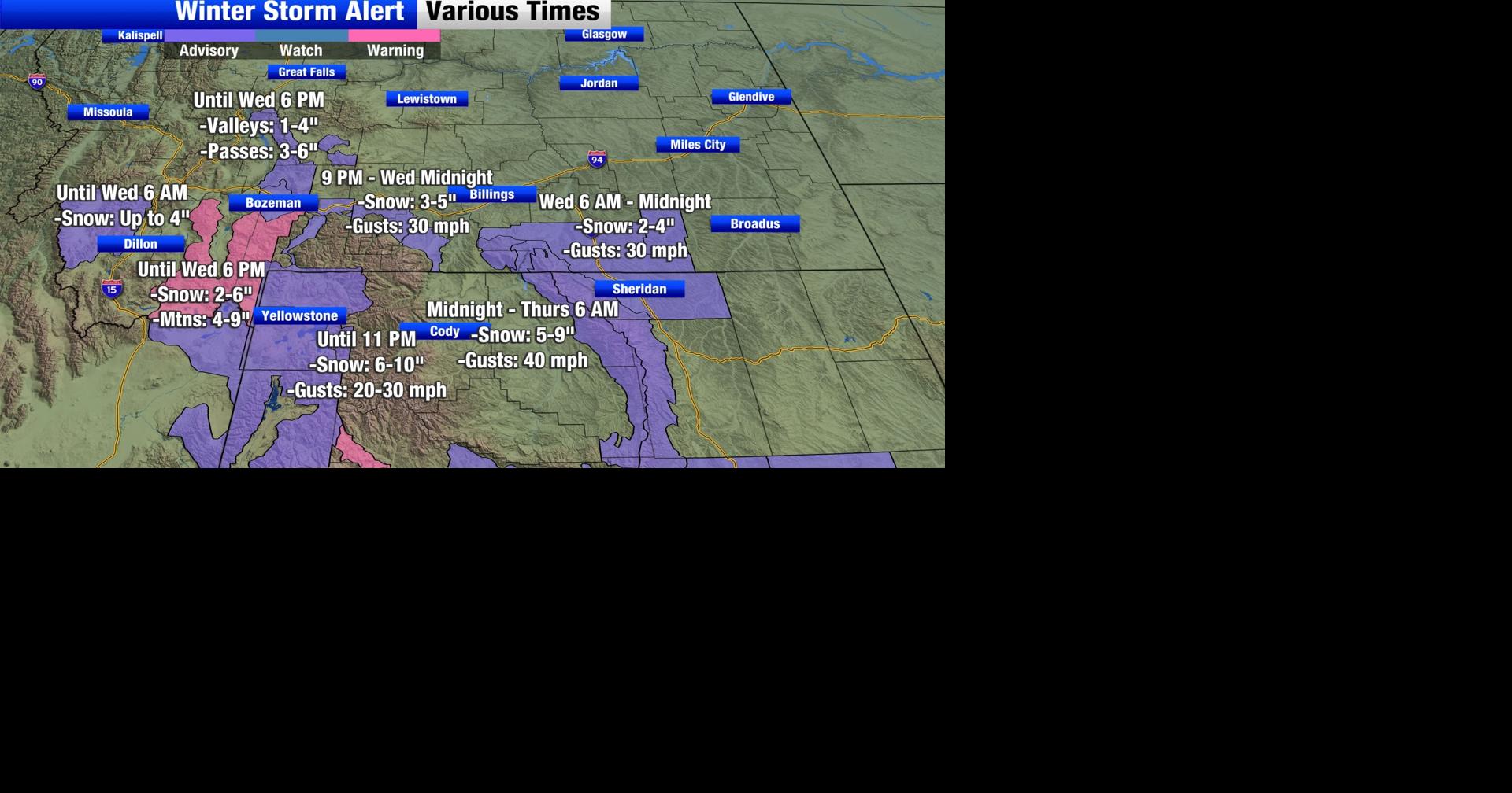 Scattered rain showers and mountain snow through Thursday morning ...