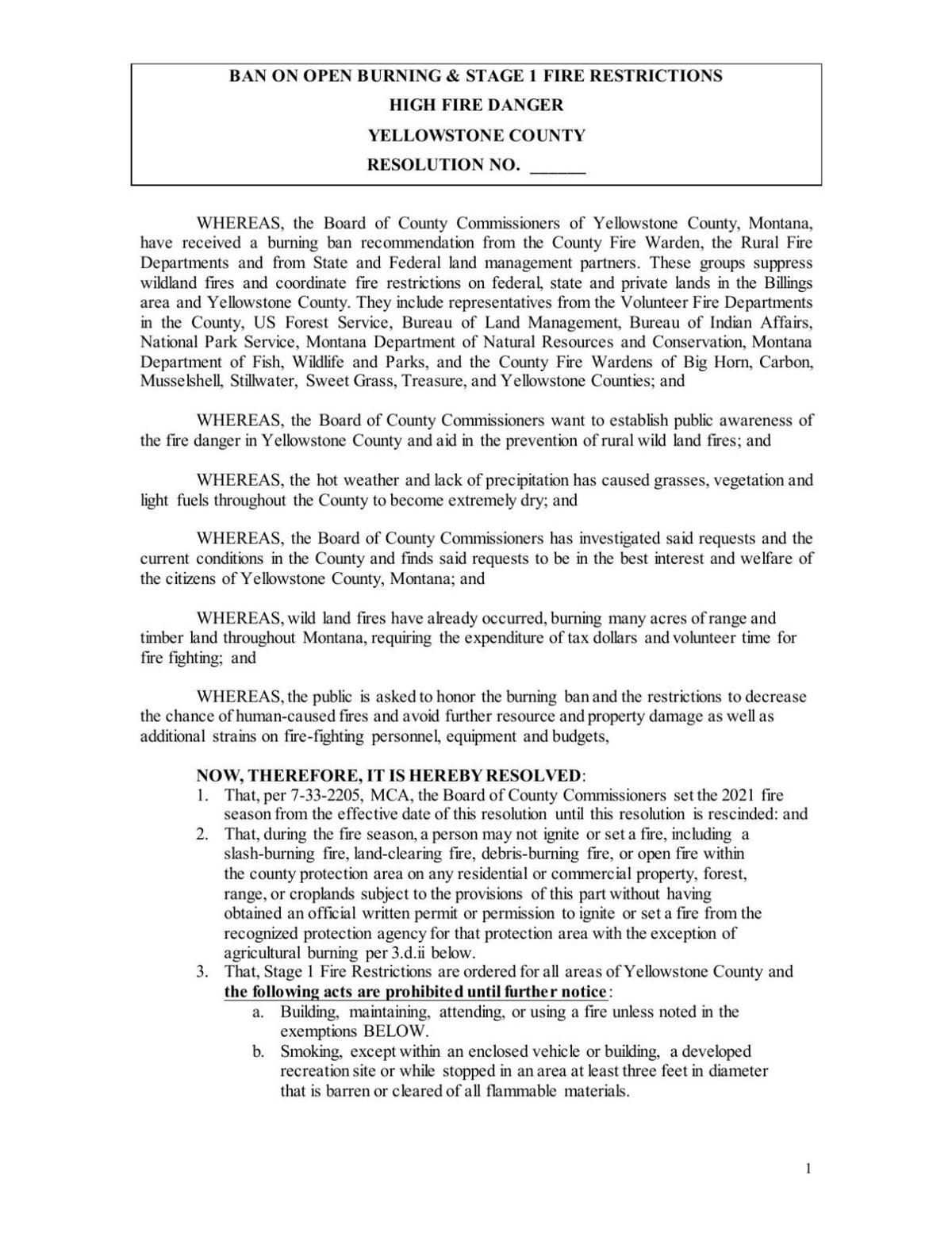 Yellowstone County preparing for fire restrictions Billings News