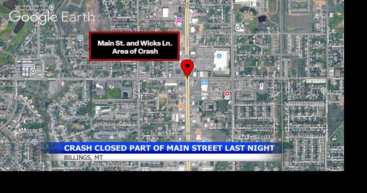 Main Street blocked after crash in Billings