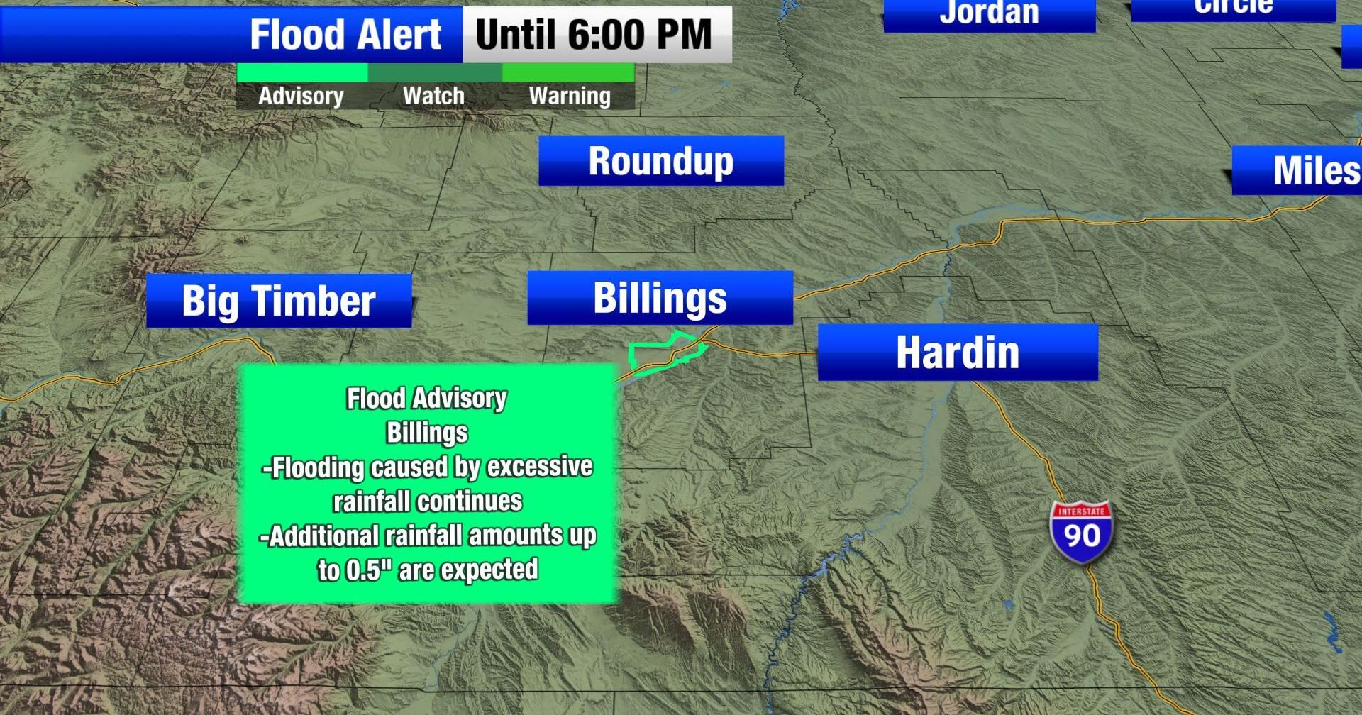 Billings Flood Advisory extended until 6pm, heavy mountain snow until Midnight - Vimarsana News