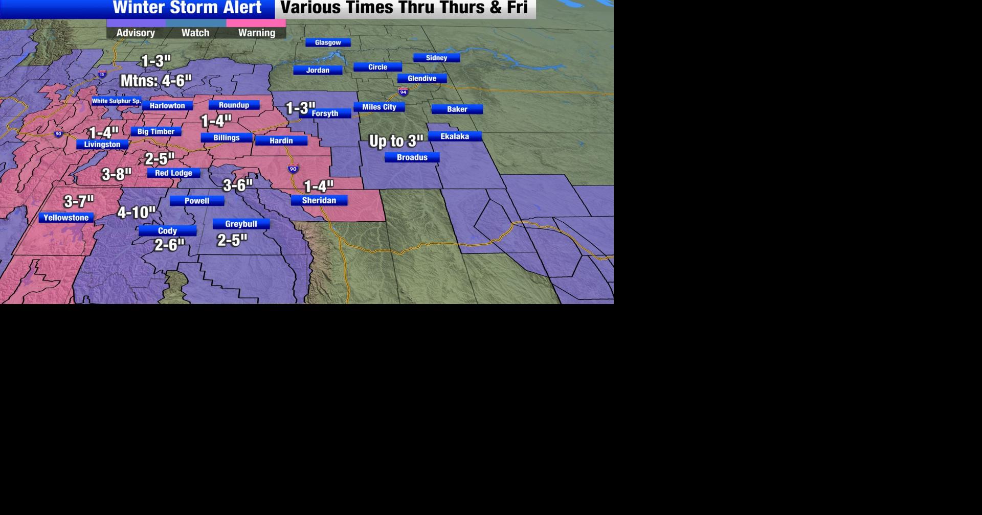 Slick road conditions and additional snow expected through Friday morning Montana Weather