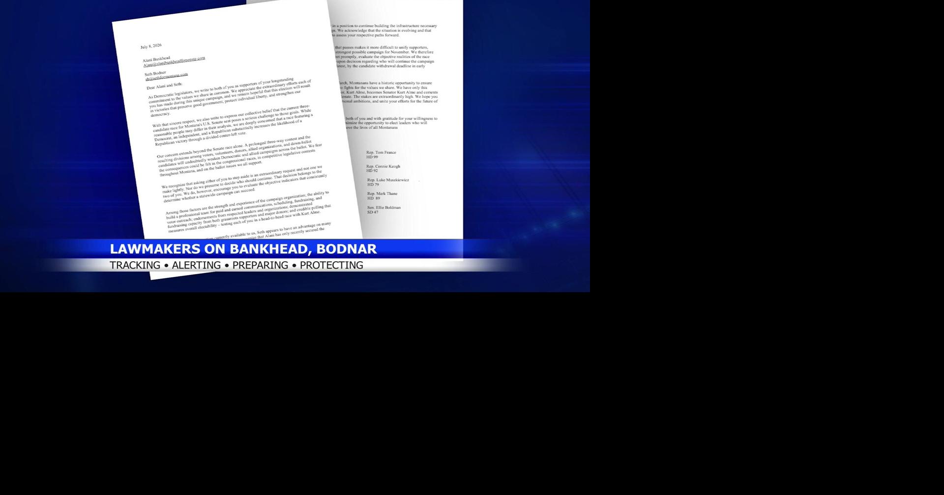 Montana State Lawmakers call on Bankhead or Bodnar to drop out of Senate race to prevent split ticketing