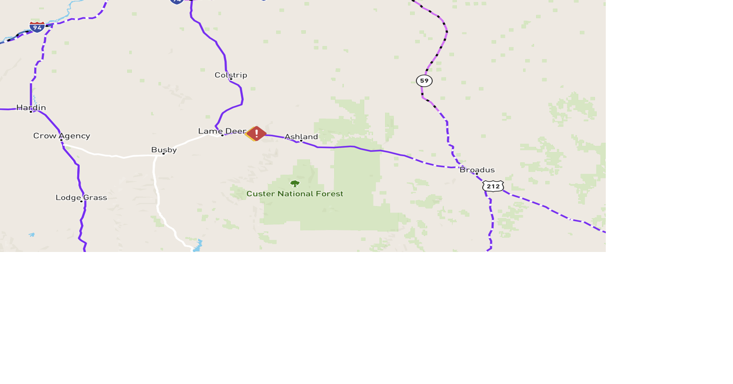 HWY 212 westbound lane near Lame Deer blocked due to crash Billings