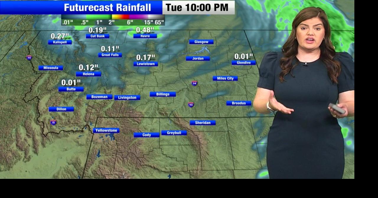 Continued rain in north-central/northeastern Montana, with isolated thunderstorms in the eastern plains