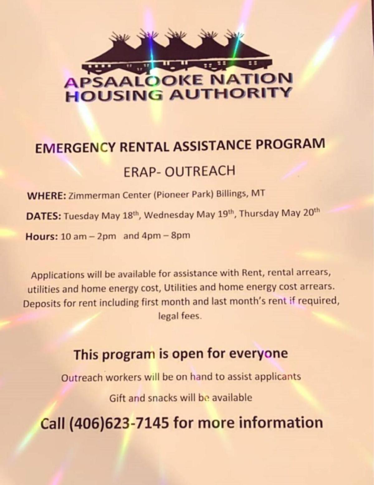 Apsaalooke Nation Housing Authority hosting outreach days for Emergency