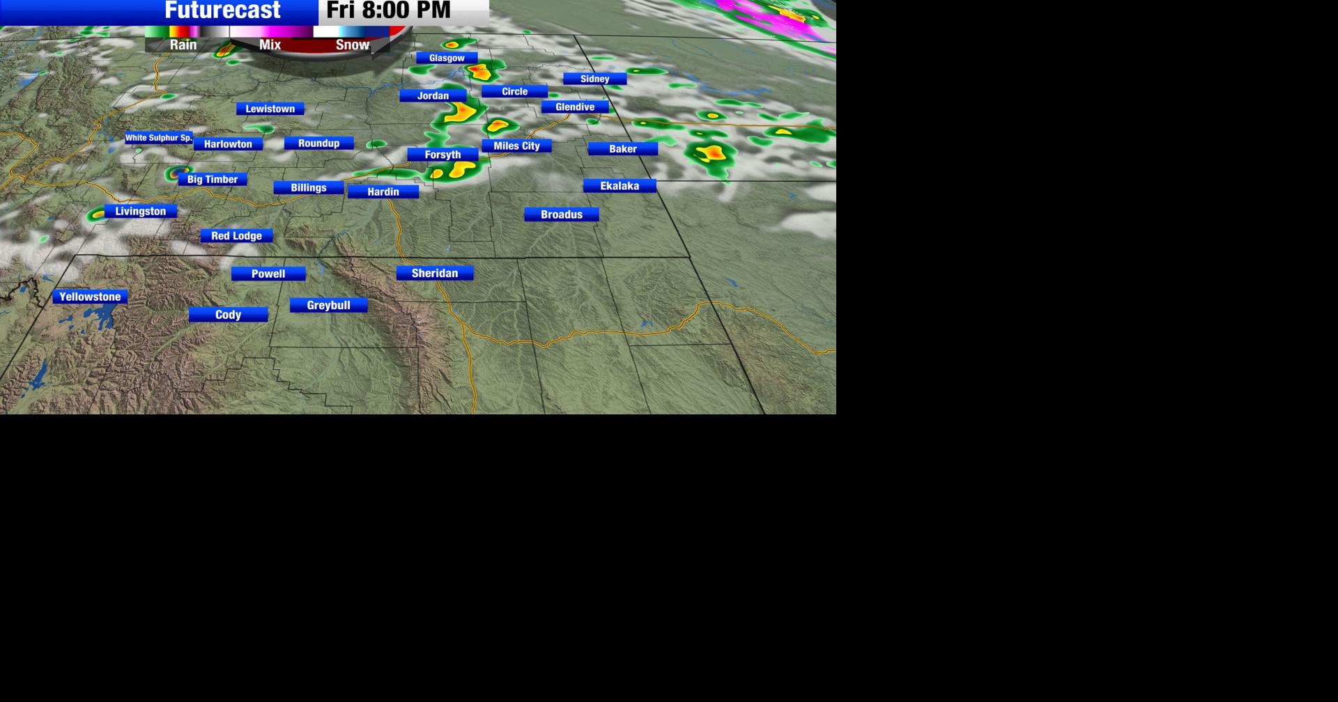 Chance for passing showers north of Billings this evening Montana