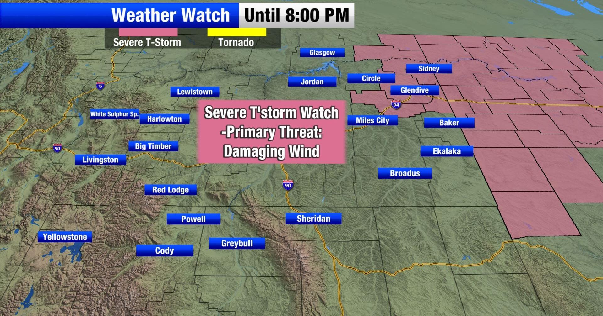 Northeastern Montana under a Severe Thunderstorm Watch, with high winds in the western foothills - Vimarsana News