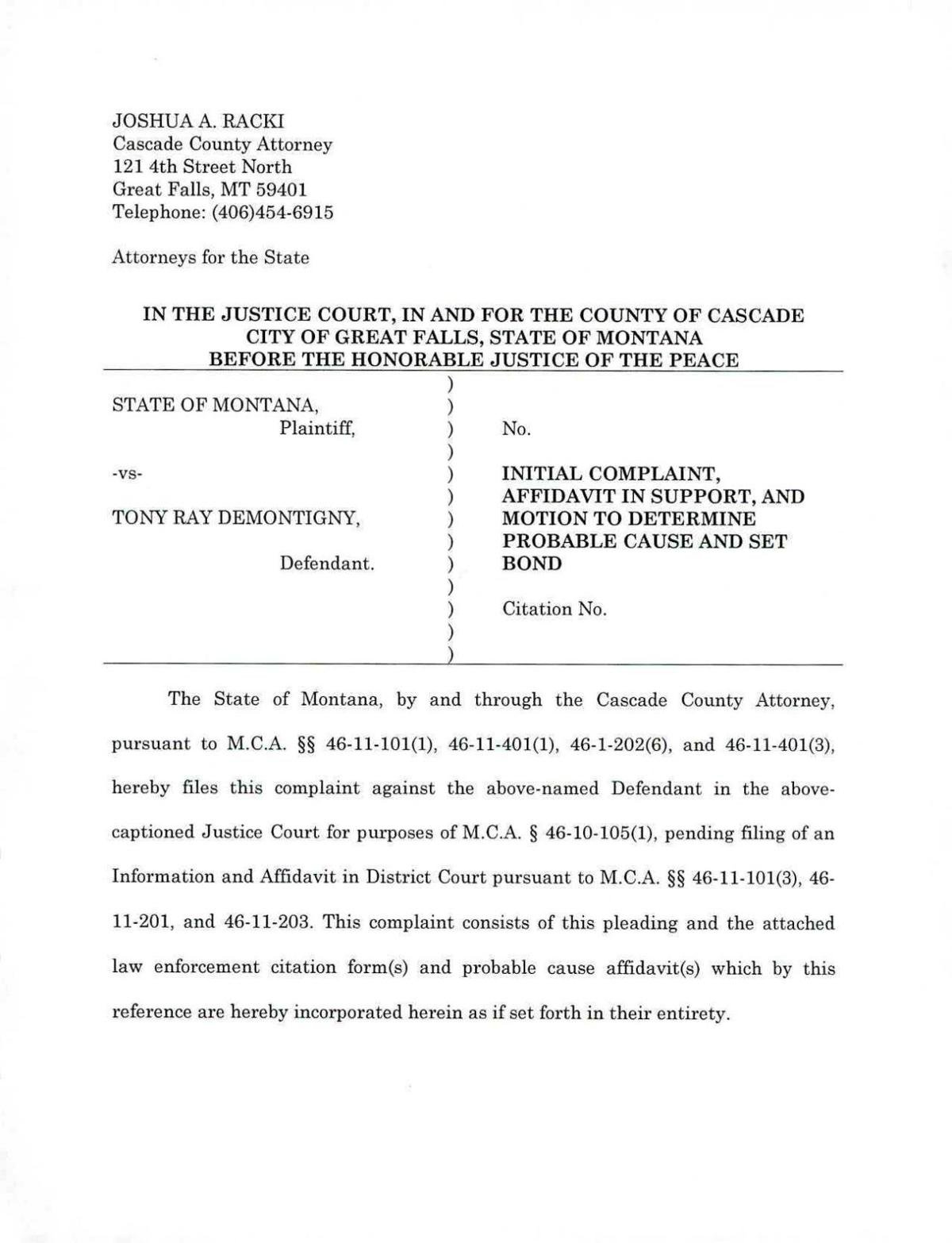 Tony Ray Demontigny Affidavit Regional Kulr8 Com Tony Ray Demontigny Affidavit Regional Kulr8 Com