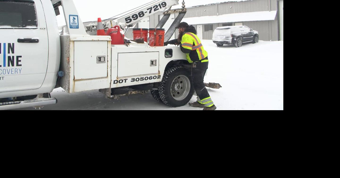 Tow Truck Driver in Billings encourages safe driving during winter road conditions Billings