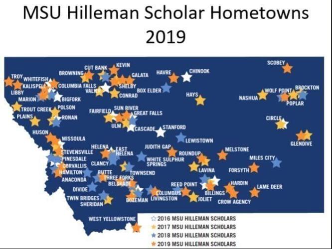 Map of Hilleman Scholars Hometowns 2016-2019