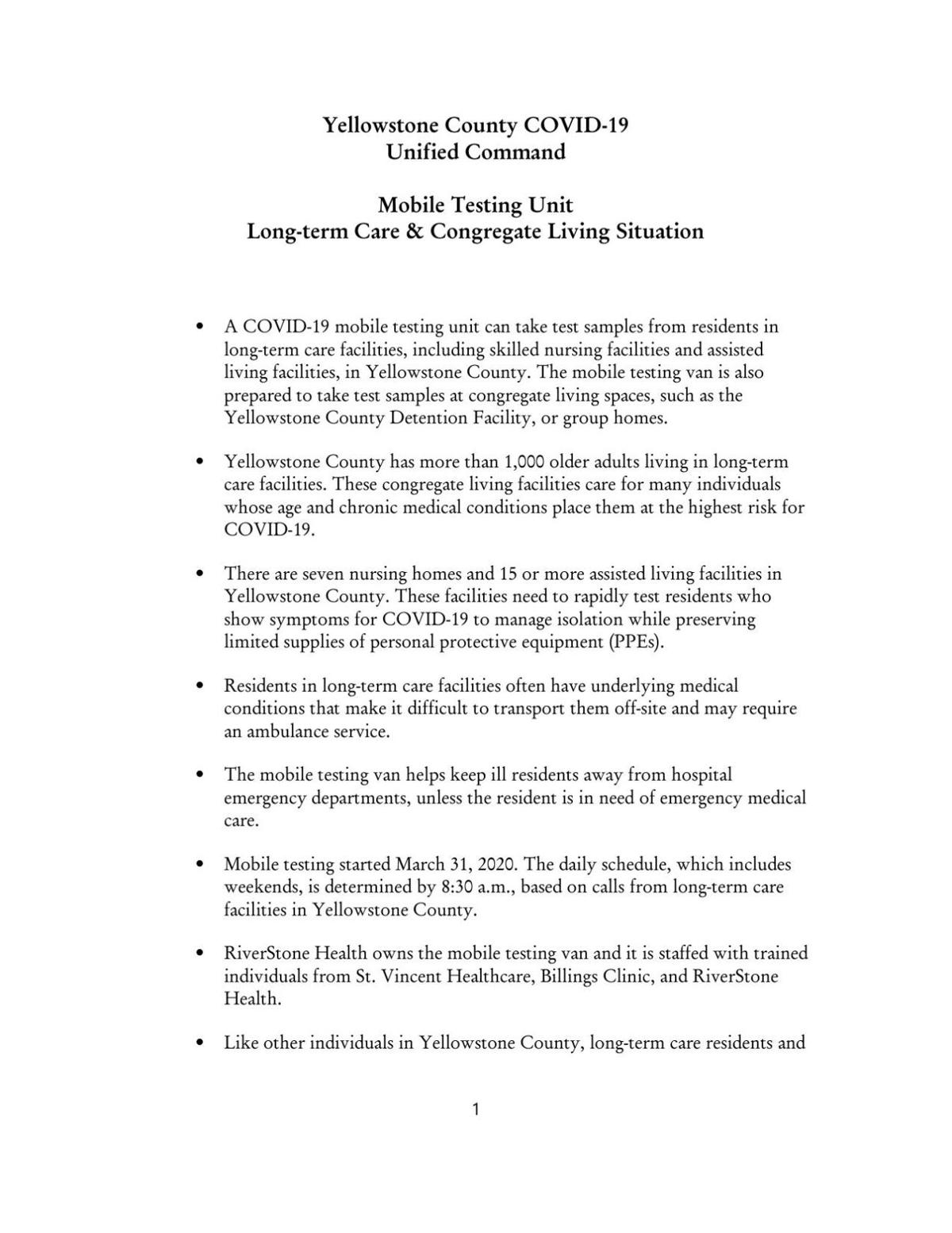 Read More Yellowstone County Covid 19 Unified Command Mobile Testing Unit Kulr8 Com