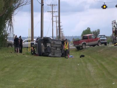 Flipped car in area of King Ave. and 64th St. in Billings