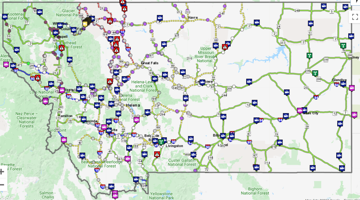 montana road conditions map Western Montana Road Conditions Regional Kulr8 Com montana road conditions map