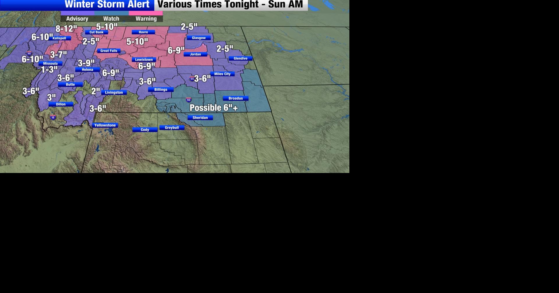 Widespread heavy snow expected across Montana through Sunday morning ...