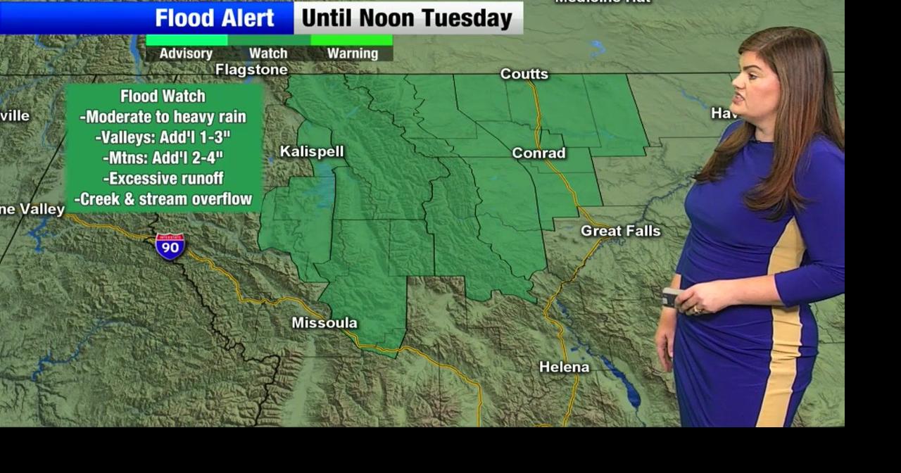 Flood concern in northwest Montana, with warm and windy conditions along the Montana/Wyoming border and eastern plains