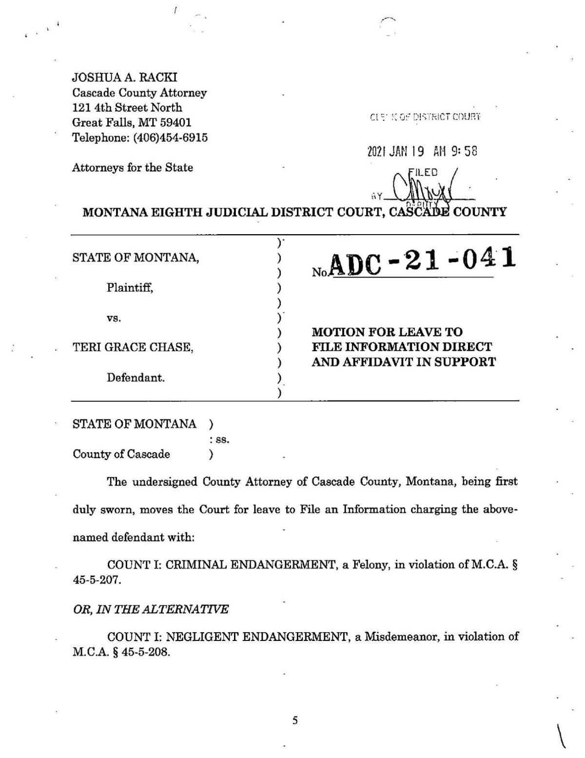 Teri Grace Chase affidavit | Regional | kulr8.com