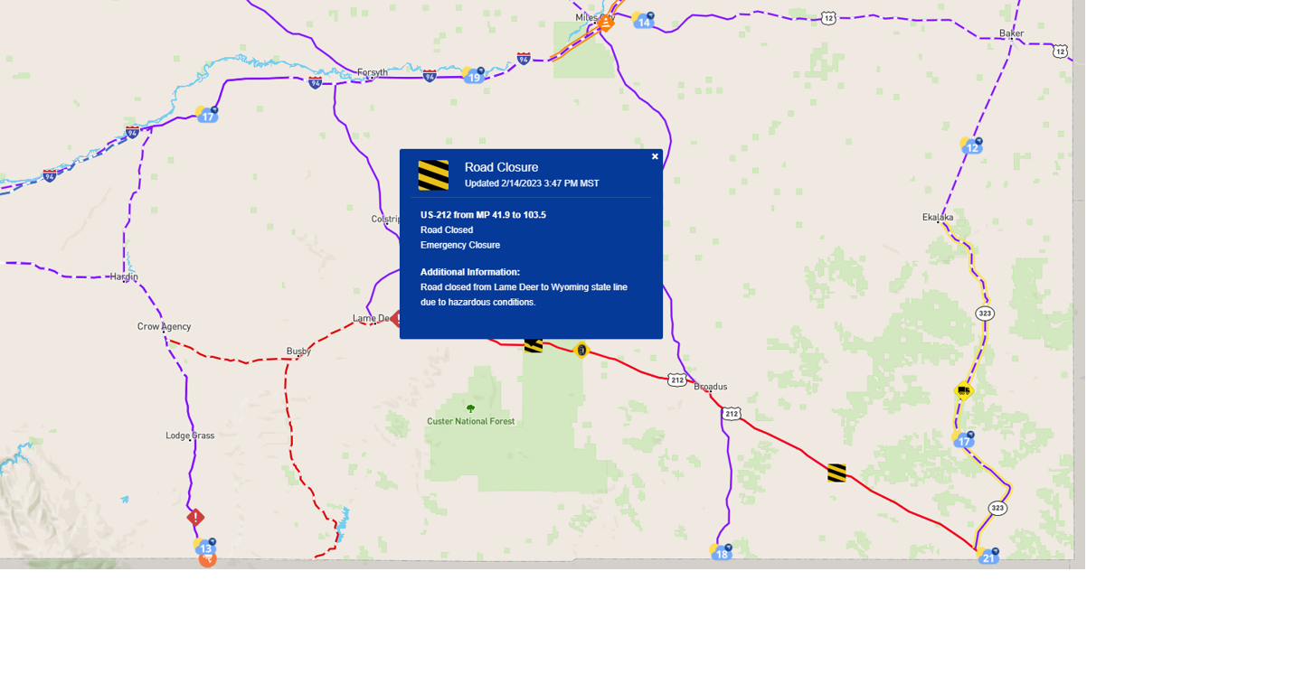 HWY 212 closed from Lame Deer to state line Billings News