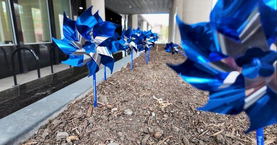 Blue pinwheels across Montana highlight April child abuse prevention work