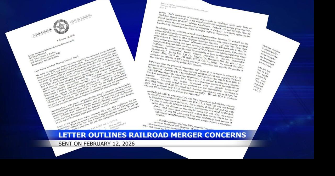 Montana Attorney General questions railroad merger's impact on competition