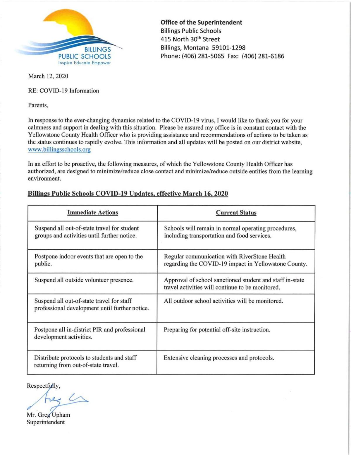 Billings public schools take additional steps to prevent Billings public schools take additional steps to prevent