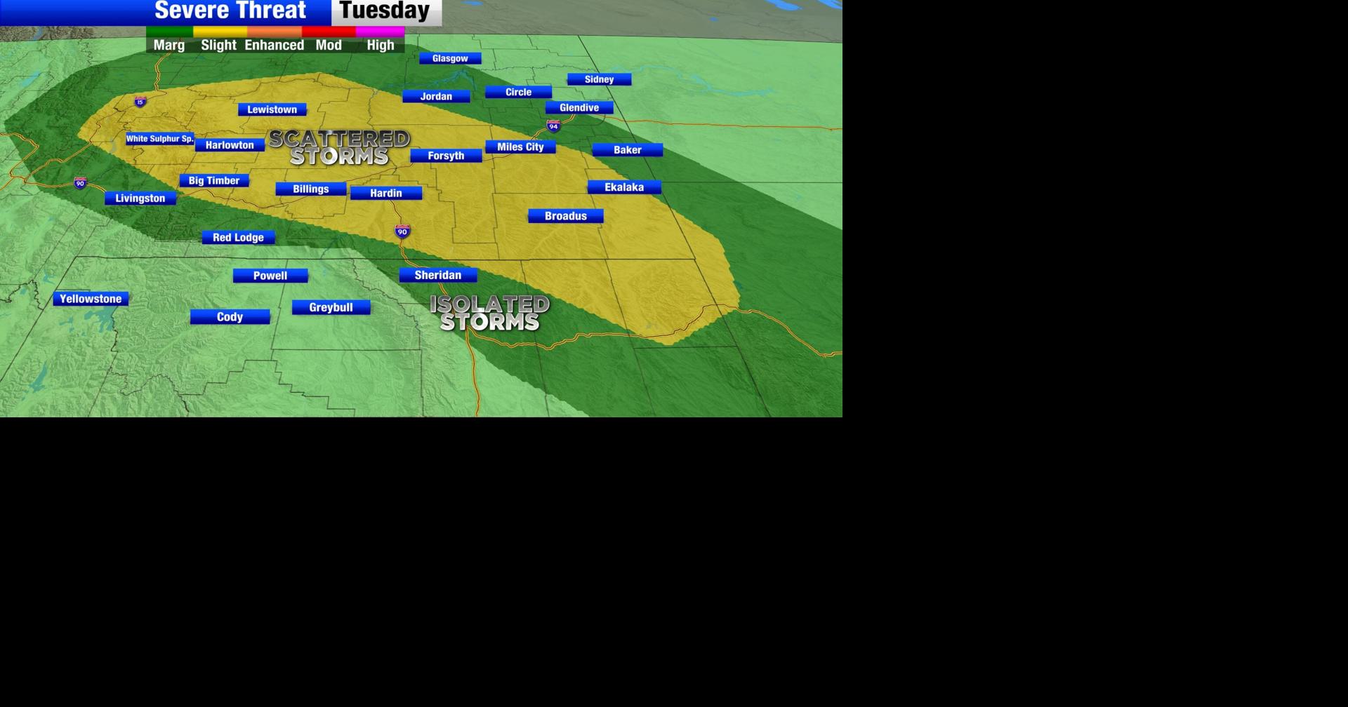 Scattered severe thunderstorms possible Tuesday afternoon and evening ...