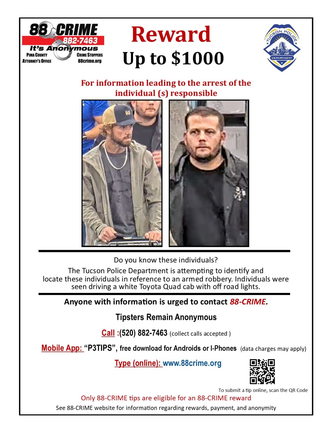 Tucson Police seek tips on armed robbery suspects | Crime | kvoa.com