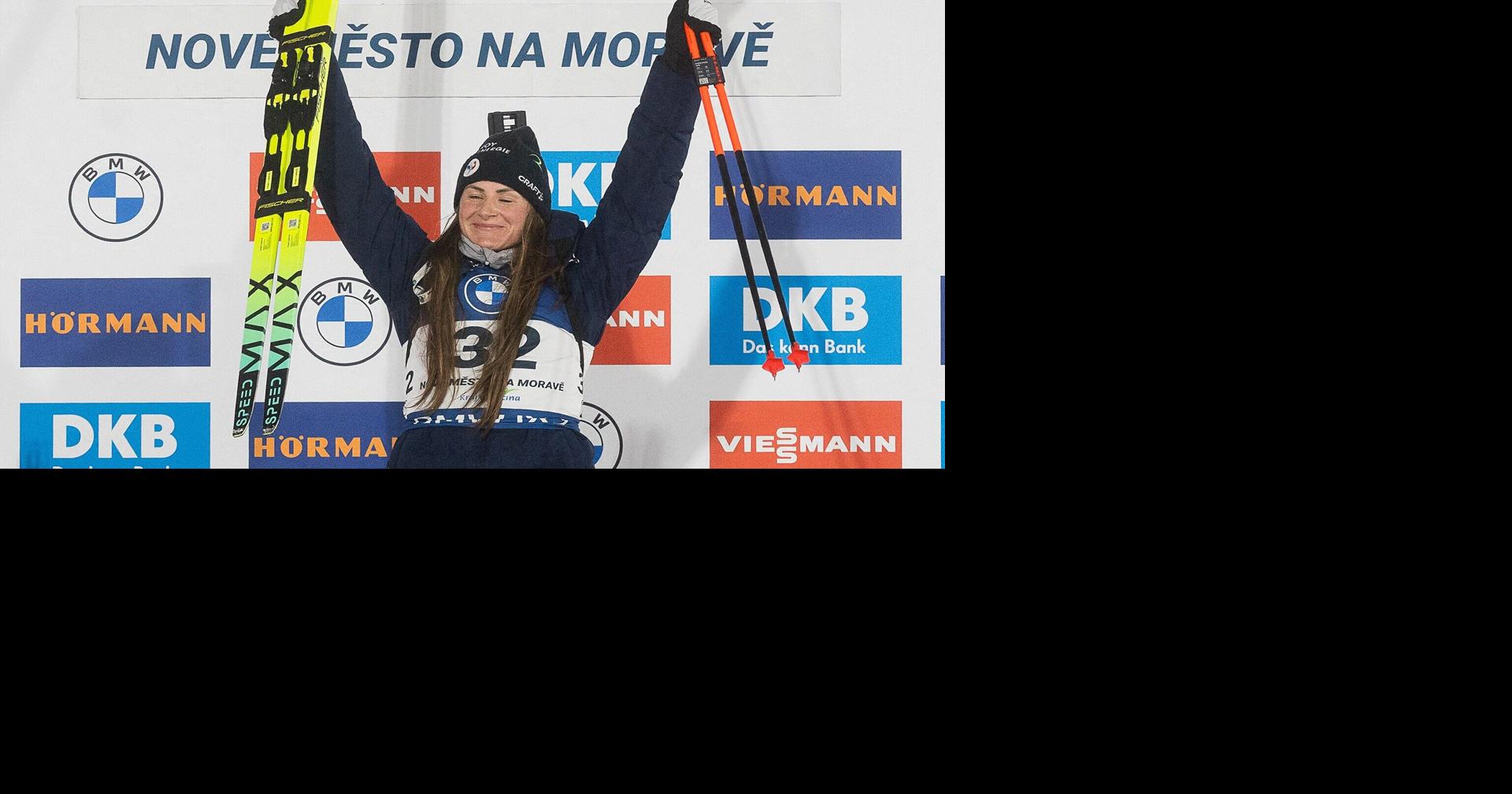France's Justine Braisaz-Bouchet snags first victory of biathlon World Cup season