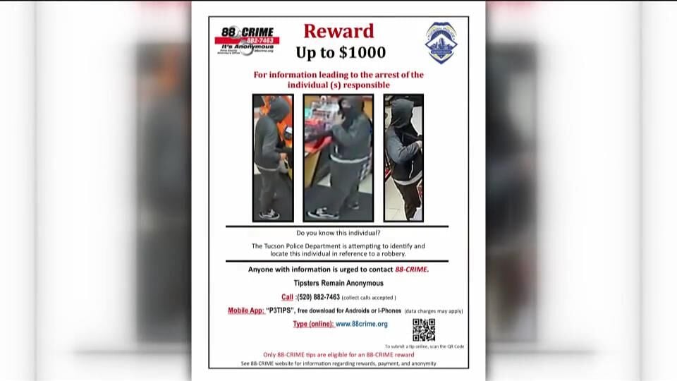 Tucson Police asking for help identifying robbery suspect KVOA