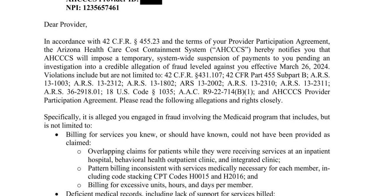 State accuses Tucson rehab center of fraud, halts payments - Vimarsana News