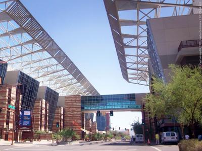 Inside the Phoenix Convention Center, site of the Super Bowl