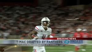 Former Arizona receiver Tetairoa McMillan drafted 8th overall by the Panthers