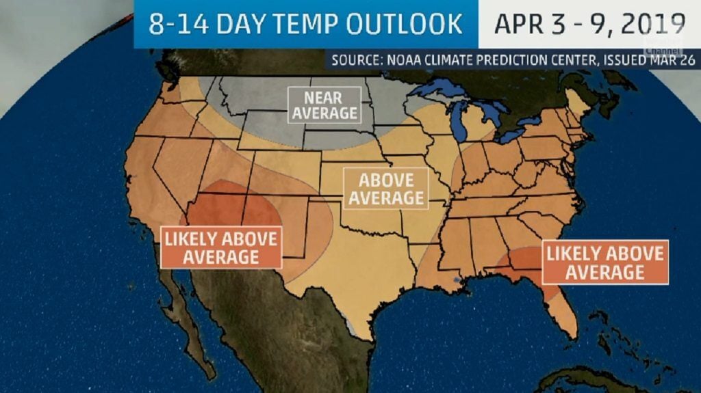 National weather Mild temperatures in the 8 10 day forecast