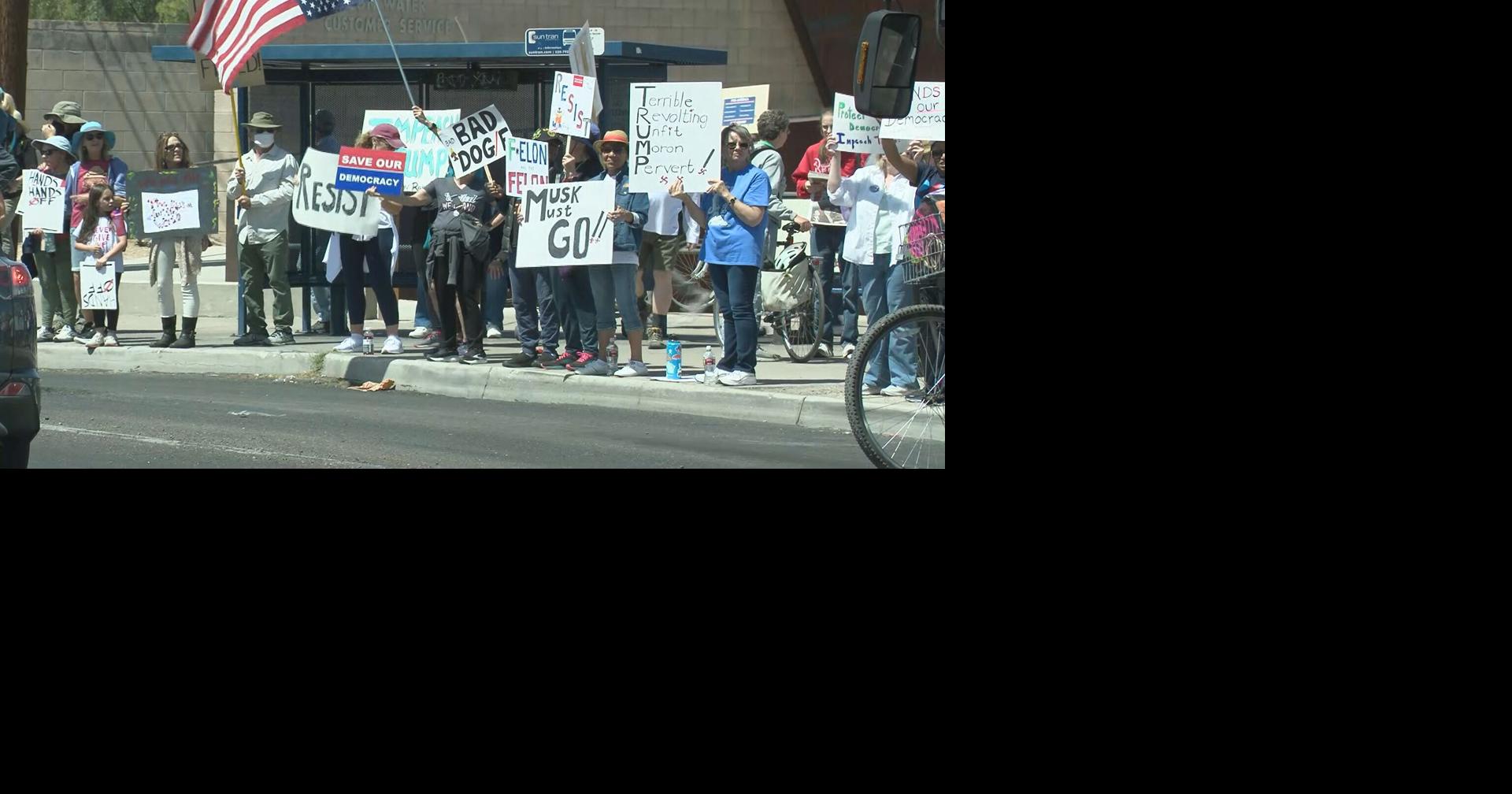 Mobilize Tucson holds protest against President Trump and Elon Musk ...