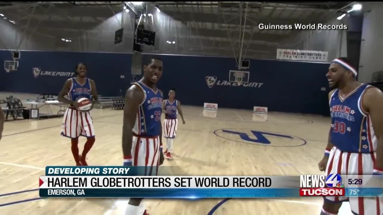 Globetrotters set multiple world records in one day.