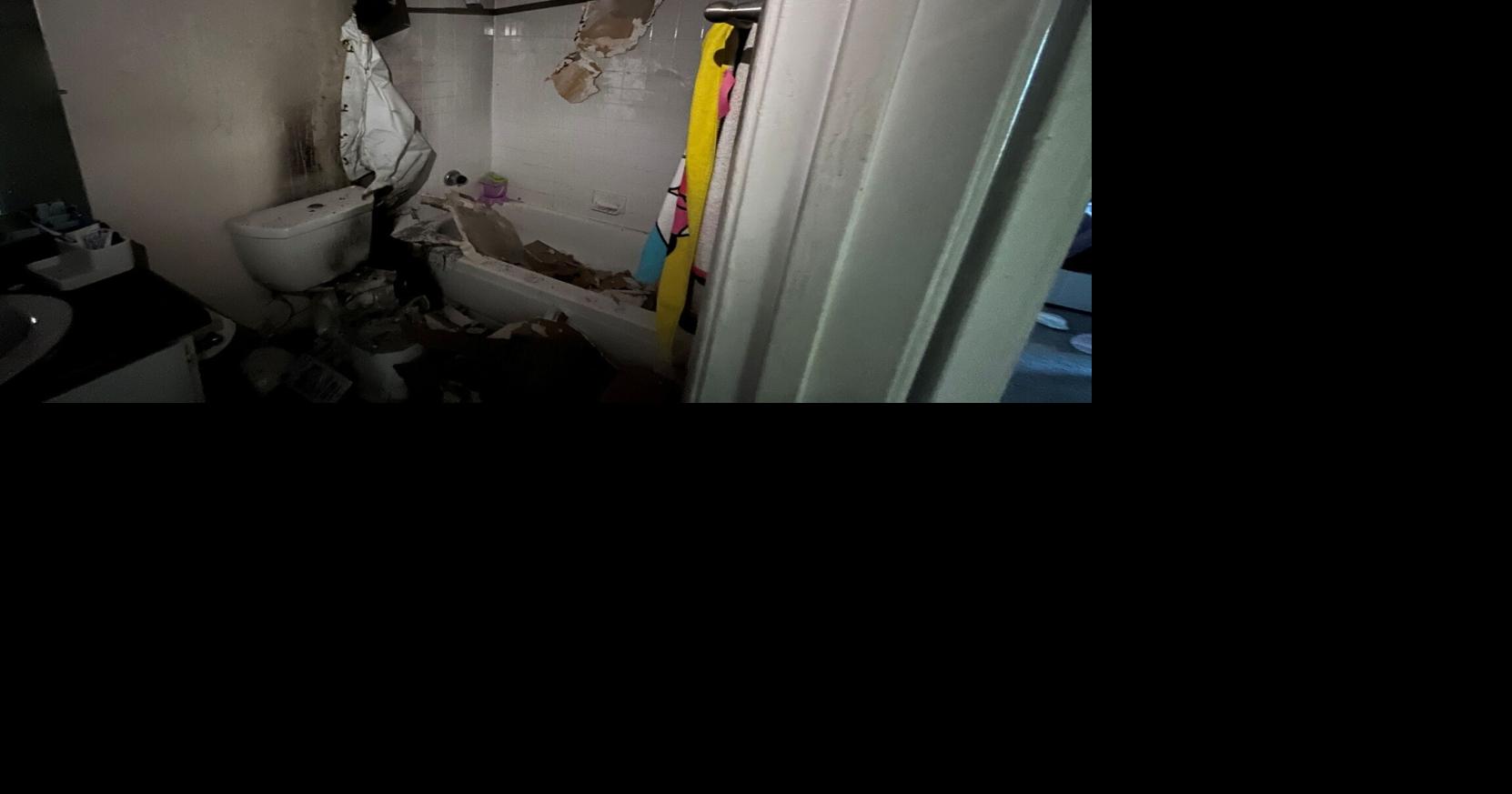Bathroom fire displaces family of four